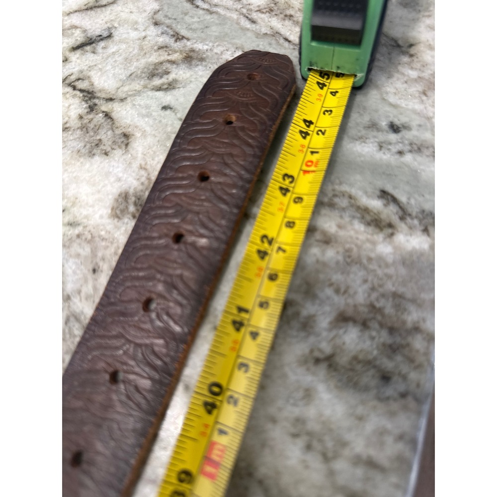 Vintage brown tooled leather belly Mossimo Supply Co. scale embossed pattern XL - Picture 7 of 8